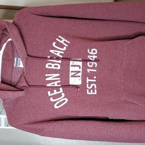 Distressed Ocean Beach New Jersey Hoodie/ Hooded Sweatshirt Woman's Size Medium